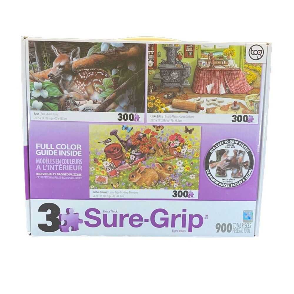 FAWN*COOKIE BAKING*GARDEN BUNNIES SURE-GRIP 900 Piece  28" X 19" Puzzle
